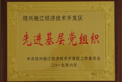 中共浙江德創(chuàng)環(huán)?？萍脊煞萦邢薰局Р课瘑T會喜獲“袍江區(qū)先進(jìn)基層黨組織”稱號
